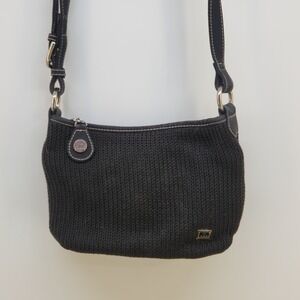 The Sak Black Crochet Crossbody Bag Small Boho Adjustable Strap 9x6